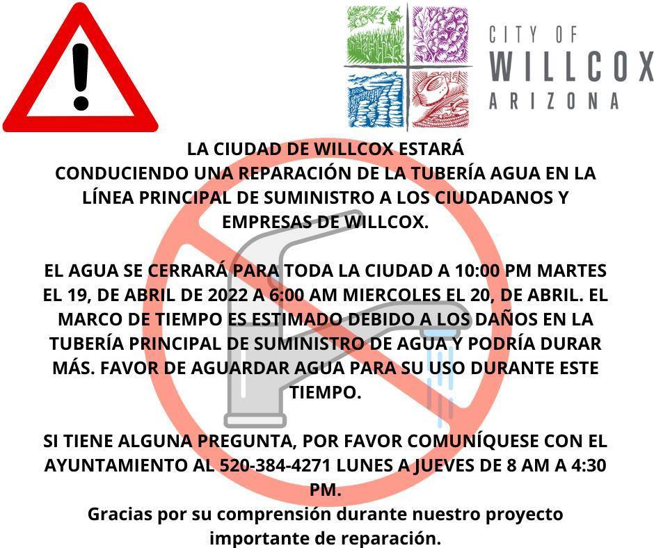 Willcox Water Shut off - Spanish